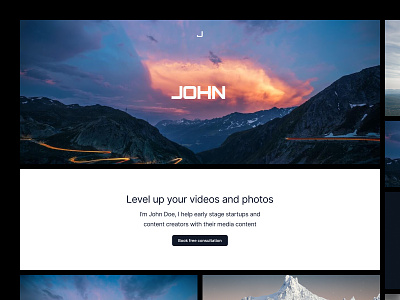 Design sections for videographer photographer clean concept design minimal photographer simple typography ui videographer