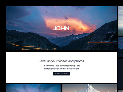 Design sections for videographer photographer