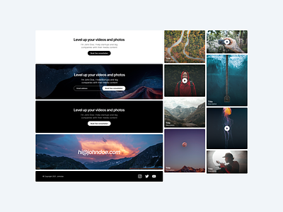 Website sections videographer photographer clean concept design minimal simple typography ui