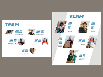 Team section with different shapes clean concept design minimal shapes simple team typography ui web design webflow website