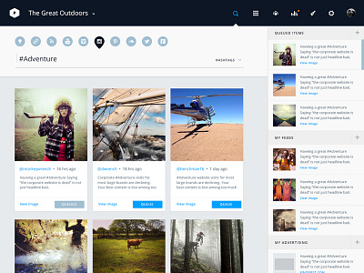 Dashboard Search content dashboard feed hashtag icon instagram queue search ui ux