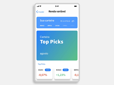 Recommended stocks interaction analysis app chart figma flat investment principle principleapp ui ux