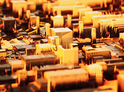 Circuit board render by octane artwork c4dart cinema 4d circuit board cool design electric energy octane render technology