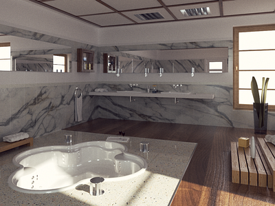 Bathroom rendering by Octane Render amazing artwork bathroom c4dart cinema 4d cool design film home render style