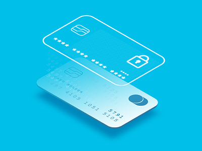 Tokenization blue creditcard fancy icon isometric outline payment token