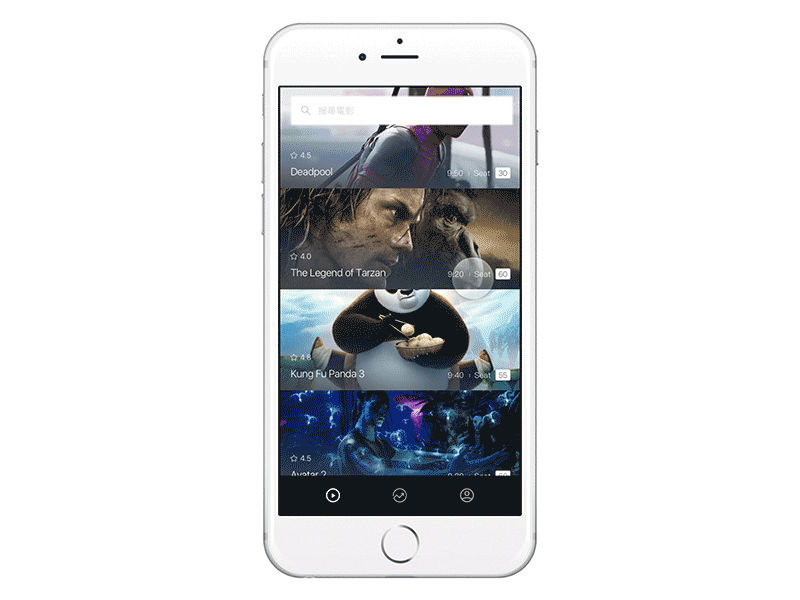 experiment for movie app with framer.js framerjs movie prototype tickets