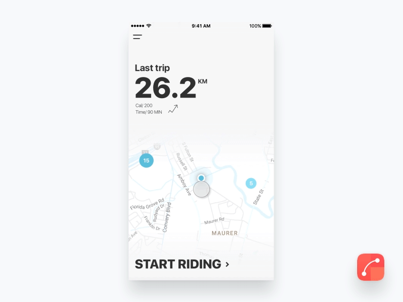 temporary screen transition by using Flinto rent bike transition prototype flinto