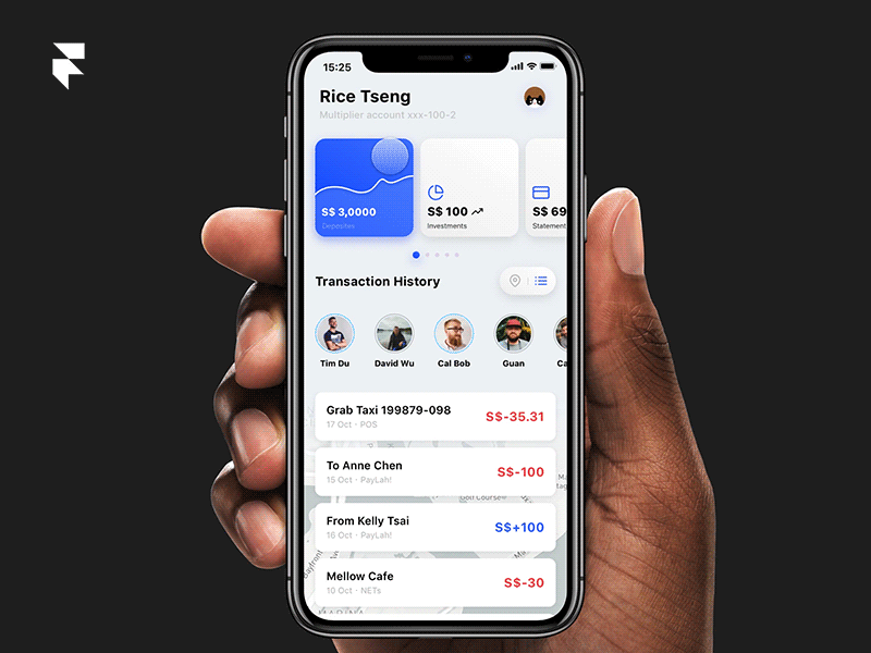 Wallet concept designed in Framer X.