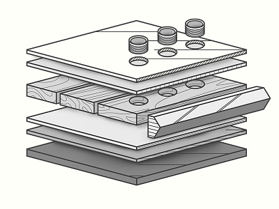 Snowboard Structure Illustration art edge flat greyscale icon illustration infographic snowboards structure