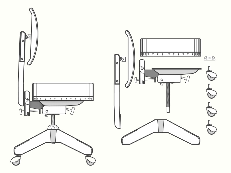 Steelcase Chair Structure illustration chair structure steelcase detroit greyscale flat infographic art icon
