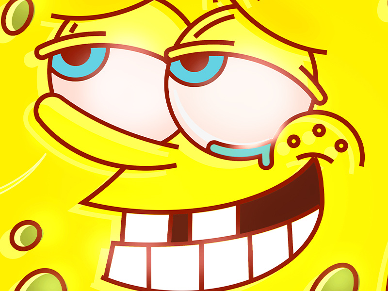 Sponge Bob teeth tear sponge smile yellow bob junkfood illustration food cheese burger art