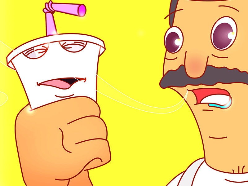Bob and Shake graphic illustration aquateen shake cartoon athf bobsburgers yellow