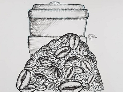 Roasted Coffee Beans 2018 asthetic beans coffee coffee beans cross hatching drawing illustration ink inktober inktober2018 micron original red sketch roasted roasted coffee beans traditional art traditional drawing