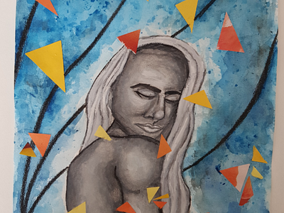 Triangles art gouche mixed media traditional watercolour
