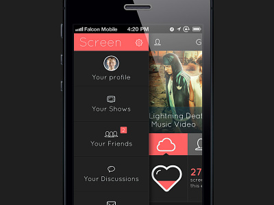 Screen - Menu app falcon white flat mobile ui