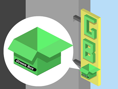 Green Box design illustration isometric logo