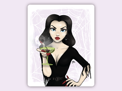 Vampire's Cocktail horror art illustration procreate spider web vampira vampire
