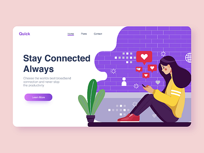 Home page illustration ui ux website design