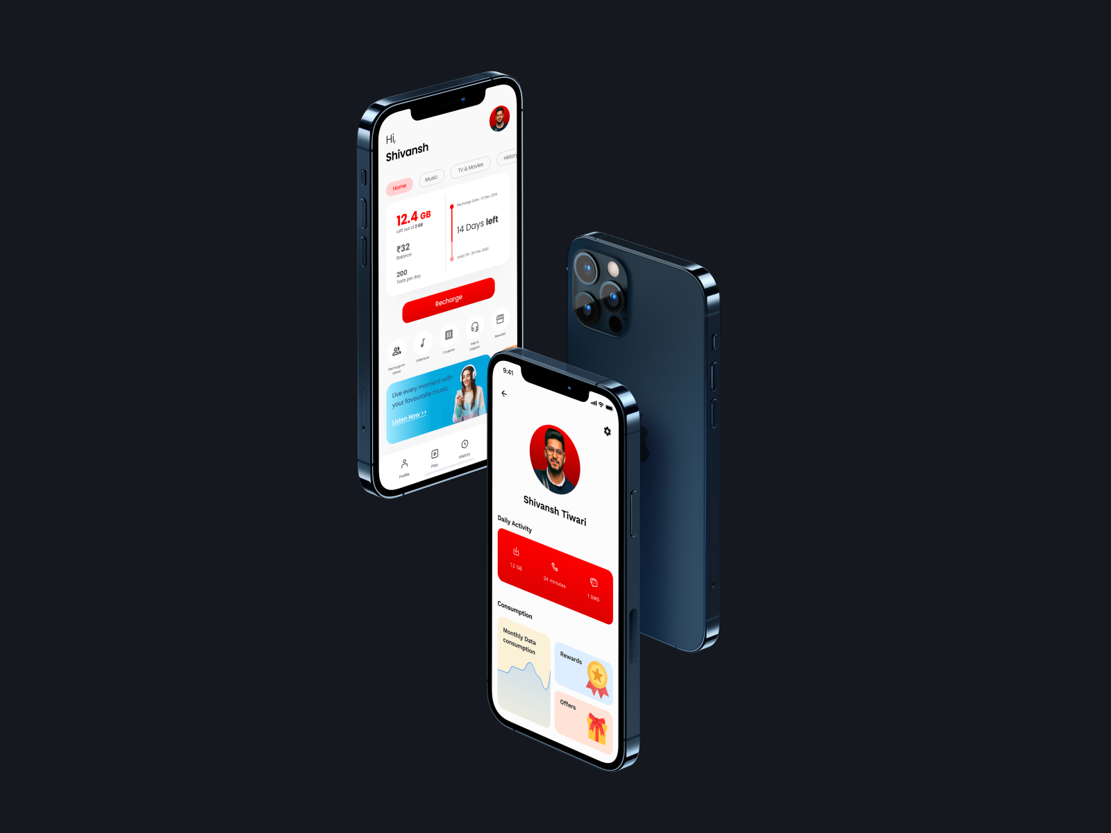 Vodafone Idea App Redesign by Vaibhav Pathak on Dribbble