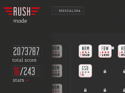 The FRM - rush mode screen