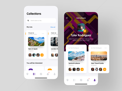 Travel App. avatars collection cuberto free freelance icon illustrations instagram iphone map max menu navigation profile social tabbar travel