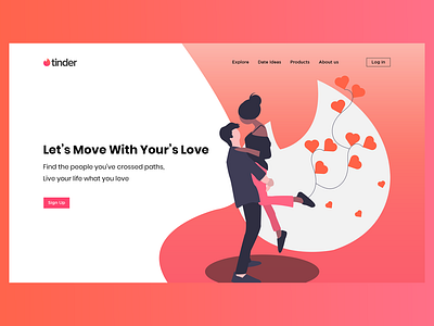 Tinder _ Landing Page (Dating Web App) branding colourfull dating website datingapp design flat graphic design illustraion illustration interaction design landing page tinder ui ux web web design website