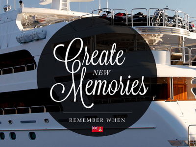 Create New Memories banner boat circle script yacht