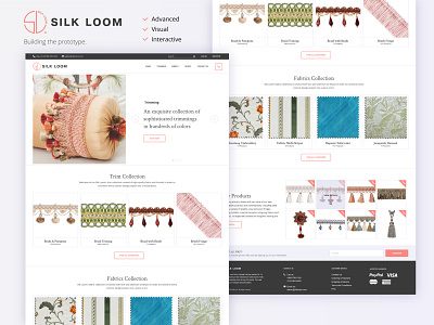 SilkLoom redesign fabrics mockups redesign silk trimmings user experience website design