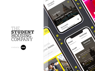 The Student Housing Company website redesign app article branding carousel clean design flat home icon logo mobile nav product search type ui ux vector web website