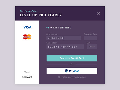 Daily UI #002 — Credit Card Checkout 002 challenge credit card checkout credit card form dailyui design modal box modal window payment redesign ui web