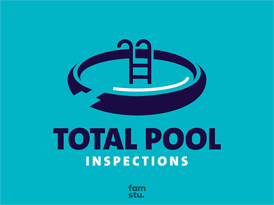 TOTAL POOL INSPECTIONS branding cartoon design designlogo illustration inspection logo logotype magnifying glass modern playful pool real estate services simple simplemakeitperfect