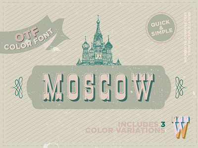 Moscow - OTF color font 3d font color font color fonts display font headline minimal otf font popular font retro serif font typedesign vintage font