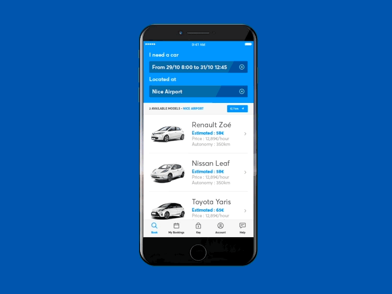 UX/UI Vehicle booking – Selection & Confirmation