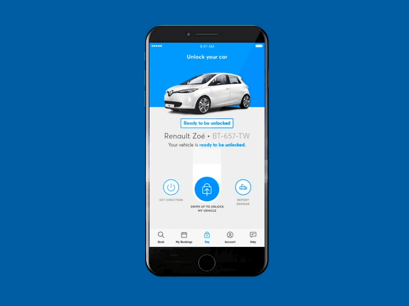 UX/UI Vehicle unlocking animation app booking car concept design experience open schedule stopover swipe transition trip unlock unlocked up vehicle