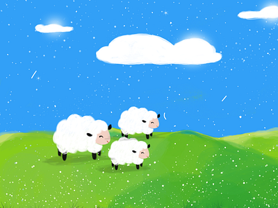 Fluffy sheeps 🐏on a walk🍃 design digitalart graphic design illustration minimal