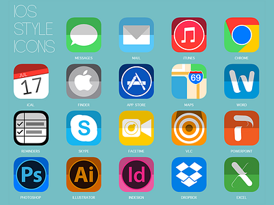 iOS 7 Style Icons apple apps icons ios ios7 iphone mac macbook phone