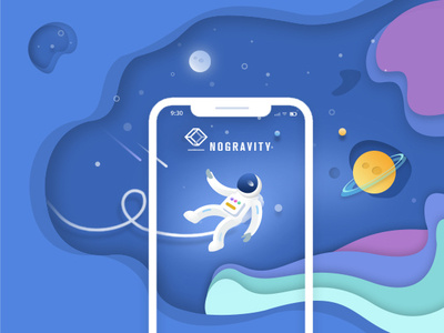 Nogravity Ilustration app astronaut banner blue cosmos design illustration space violet