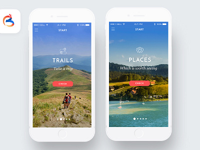 Main Menu - Tourist App - Bieszczady Borderland app bieszczady journey menu slider tourist travel trip ui ux