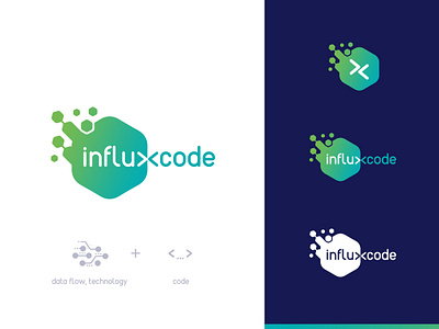 Logo Influxcode Concept1 branding design identity illustration it logo mark typography vector