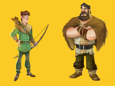 Robin Hood & Little John character design characters design illustration robin hood robinhood