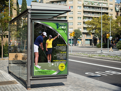 Golf Flyer day scene flag golf golf ball golf couple golf ground golf man golf stick golf tournament trees