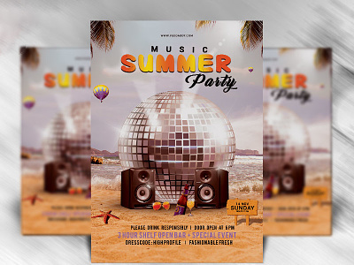 Summer Music Party Flyer Template  Dribble
