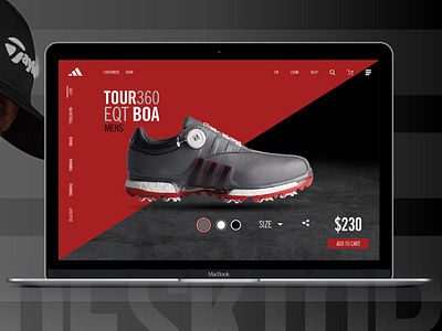Adidas Golf TOUR360 UI/UX Concept 1 adidas adobe illustrator adobe photoshop ecommerce golf mockups shoes uiux