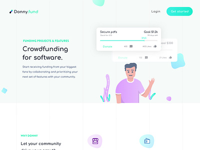 donny.fund - Crowdfunding for software community crowdfunding design donation donny donny fund feature fund funding interaction platform portal project software startup tech ui ux visual website