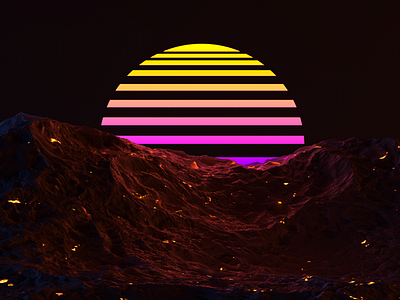 Synthwave Sunset 3d 3d art mountain synthwave
