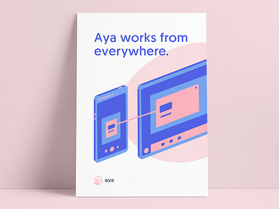 Aya Poster #3 bird blue branding checkbox minimal poster simple task