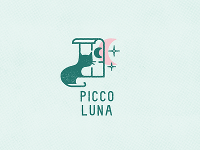 Piccoluna Logo books cat children moon night publisher rough weathered window
