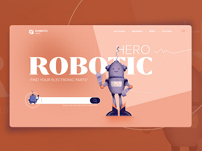 Robotic Hero branding design illustration modern typography ui ux vector webdesign