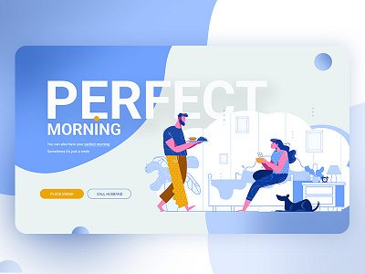 Perfect Morning flat illustration minimal typografy ui ux vector webdesign welcome page