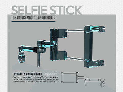 Selfie Stick Design akshay blueprint cad chameleon design dinakar engineering firm illustrator indesign portfolio product branding product design product designer vibrant website